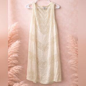 NWOT Wrangler Retro Medium Cream Crochet Knit Long Kimono